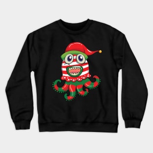 Christmas theme with monster in christmas hat Crewneck Sweatshirt